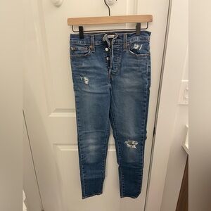 Levi's Women's Distressed Skinny Jeans in Blue Denim